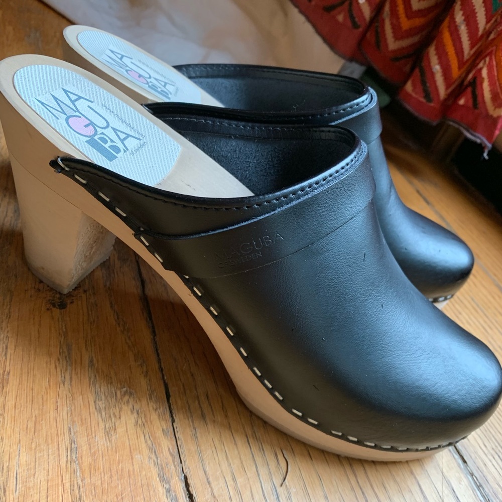 Leather Clog Heels